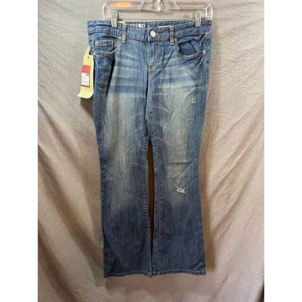 Mossimo Pants Womens 9S Blue Denim Belted Pocketed Boot‎ Cut 30x29.